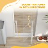 PawHut Dog Gate Wide Stair Gate w/ Door Pressure Fit Pets Barrier for Doorway, Hallway, 76H x 75-85W cm - White