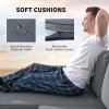 Outsunny 3 Pieces Rattan Garden Furniture Set, L Shaped Garden Conversation Chaise Lounge Furniture with Wood Top Coffee Table and Thick Cushions, Charcoal Grey