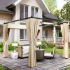 Outsunny 3 x 3(m) Pergola with Retractable Roof Canopy and Curtains, Metal Frame Garden Gazebo Outdoor Sun Shade Shelter for Grill, Patio, Deck, Khaki