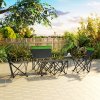 Outsunny 4 Piece Foldable Camping Table and Chairs Set, Portable Picnic Table with 3 Chairs, Cup Holders and Carrying Bag, Outdoor Lightweight Table Set for BBQ, Picnic, Parties, Olive Green