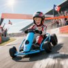 HOMCOM 24V Electric Go Kart for Kids, Drifting Ride-On Racing Go Kart with Slow Start, Music, Horn Honking and Safety Belt, for 8-12 Years Old, Blue