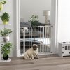 PawHut Dog Gate Stair Gate Pressure Fit Pets Barrier Auto Close for Doorway Hallway, 74-94cm Wide Adjustable, White