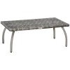 Outsunny Rattan Coffee Table, Patio Wicker Table with All-Weather Material for Garden, Balcony, Backyard, Grey