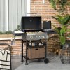 Outsunny 3+1 Gas Burner Grill, 11.5 kW Propane Gas Barbecue BBQ Grill with Wheels, Warming Rack, Shelves, Thermometer, Bottle Opener, Black