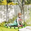 AIYAPLAY Kids Nest Swing Seat, Hanging Set with Height Adjustable Ropes for Kids, 100cm Diameter Round Saucer Swing Chair for Outdoor, Garden, Black/Green
