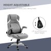 Vinsetto High Back Executive Office Chair, Fabric Office Desk Chair with Flip-up Armrests, Adjustable Lumbar Support and Tilt Function, Grey