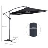 Outsunny 3(m) Garden Cantilever Parasol Patio Banana Hanging Umbrella Sun Shade with Crank and Tilt, 8 Ribs and Cross Base, Black