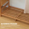 HOMCOM Bamboo Clothes Rail for Bedroom, Garment Rack with 6-Tier Storage Shelf and Hanging Rod, Clothes Rack for Living Room, Entryway, Natural Wood Effect