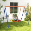 Outsunny Kids Swing Set, Garden Nest Swing with A-Frame Structure,for Outdoor Use - Multicoloured