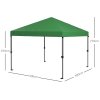 Outsunny 3 x 3(m) Pop Up Gazebo, 1 Person Easy up Marquee Party Tent with 1-Button Push, Adjustable Straight Legs, Wheeled Bag, Stakes, Ropes, Sandbags, Instant Shelter, Green