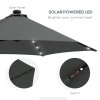 Outsunny 3(m) Cantilever Parasol with Solar LED and Easy Lever, Garden Parasol Umbrella with Cross Base and Waterproof Cover, Outdoor Sun Shades, Dark Grey