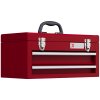 DURHAND 2 Drawer Tool Chest, Lockable Metal Tool Box with Ball Bearing Runners, Portable Toolbox, 460mm x 240mm x 220mm, Red