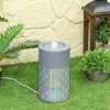 Outsunny 30 cm Tall Garden Waterfall Fountain with LED Lights and Pump, Garden Water Feature Water Fountain with Adjustable Flow and Cut-out Design for Indoor and Outdoor Decor, Light Grey
