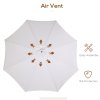 Outsunny 3.3m Wooden Garden Parasol Umbrella, Outdoor Sun Shade Canopy with 8 Bamboo Ribs, Ruffles and 4.7 cm Wood Pole for Balcony Deck Yard Market Beach Pool, Cream White
