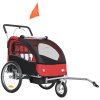 HOMCOM 2 Seat Bike Trailer for Kids, Baby Bike Stroller with 5 Point Harness, Child Bicycle Trailer with Safety Flag, Reflectors, Windproof Curtain, for 18+ Months, Red