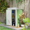 Outsunny 5x3ft Garden Shed, Steel Small Shed, Outdoor Lean-to Shed with Adjustable Shelf, Lock and Gloves for Patio, Garden, Green without Foundation Kit