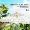 Outsunny 2.4 x 1.5 m (8' x 5') Grill Gazebo Canopy with LED Lights, Double Tiered Outdoor BBQ Gazebo Shelter with 2 Side Shelves, Storage Basket and Hooks for Garden, Barbecue, Picnic, Beige