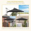 Outsunny 3 M Wall Mounted Garden Parasol Umbrella with Rotate, Outdoor Market Umbrella Sun Shade Canopy with 8 Ribs, Charcoal Grey