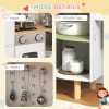 AIYAPLAY Toy Kitchen Playset, Kids Play Kitchen Role Playing Game with Phone, Ice Maker, Stove, Sink, Utensils, for Ages 3-6 Years - White