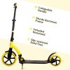 HOMCOM Foldable Kick Scooter with Double Shock Absorption and Big Wheels, Height Adjustable Aluminium Frame Big Wheel Scooter for 14+ Teens Adult - Yellow