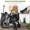 Outsunny Folding Garden Trolley, Cargo Trailer on Wheels, Collapsible Camping Trolley with Folding Board, Outdoor Utility Wagon with Steel Frame and Oxford Fabric, Dark Grey