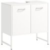 HOMCOM Under Sink Bathroom Cabinet, Freestanding Under Sink Cabinet with Soft-Close Doors and Adjustable Shelf for Basin without or with Pedestal