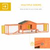 PawHut Rabbit Hutch Run, Guinea Pig Hutch Wooden Bunny House with Tray, Ramps, Asphalt Roof, for Garden, Yard, 309 x 70 x 87cm, Orange