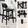 HOMCOM Bar Stools Set of 2, Breakfast Bar Chairs, PU Leather Upholstered Kitchen Stools with Backs, Footrests and Solid Wood Legs, Black