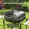 Outsunny Charcoal Barbecue Grill Portable BBQ Grill with 1840 cm? Cooking Area, 3 Shelves, Adjustable Vent, Lockable Lid, Wheels for Outdoor Cooking, Garden Party, Black