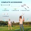 SPORTNOW 4m Badminton Set with Volleyball, Portable Badminton Net with Two Rackets, Two Shuttlecocks, Carry Case, for Indoor, Outdoor Sports