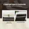 Outsunny 3-piece PE Rattan Sun Lounger Set with Adjustable 5-Position Recliner, Patio Chaise Lounge Chair Set with Cushions, Headrests, Glass Top Square Coffee Table, Brown