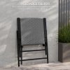 Outsunny Folding Garden Chairs Set of 2, PE Rattan Garden Dining Chairs with Armrests, High Back and Steel Frame, Weather Resistant Outdoor Dining Furniture for Patio, Balcony, Grey