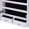 HOMCOM Jewelry Cabinet with Mirror and LED Lights, Lockable Makeup Cosmetics Jewellery Organiser, Mirror with Storage for Bedroom Dressing Room, White
