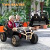 AIYAPLAY Kids Electric Ride on Car 2-Seater, 24V Truck UTV with Remote Control, Suspension System, LED Lights, Horn, Music, for 3-8 Years, khaki