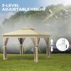 Outsunny 3 x 3(m) Pop Up Gazebo with Sides, 20 Solar-Powered LED Lights, Netting, Roller Bag, 4 Weight Bags, Marquee Party Tent, Height Adjustable Instant Event Shelter, Khaki