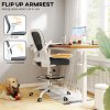 HOMCOM Drafting Chair, Swivel Draughtsman Chair, Ergonomic Office Chair, Mesh Standing Desk Chair with Flip-up Armrest, Lumbar Support, Adjustable Foot Ring, Grey