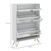 HOMCOM Narrow Shoe Cabinet, Slim Shoe Storage Cabinet with Adjustable Shelves for 12 Pairs of Shoes, White
