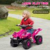AIYAPLAY 6V Electric Quad Bike for Kids, Kids Electric Car Ride on ATV with Music, Forward Function, for Ages 2-6 Years, Pink