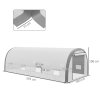 Outsunny 6 x 3(m) Walk-in Polytunnel Greenhouse with Upgraded Structure, Zipped Roll Up Mesh Door, 8 Mesh Windows, Tunnel Warm House Tent with PE Cover, 15 Plant Labels and Gloves, White