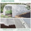 Outsunny 6 x 3 x 2 m Polytunnel Greenhouse with Roll-up Side Walls, Walk-in Grow House Tent with Steel Frame, Reinforced Cover, Zipped Door and 12 Mesh Windows for Garden, White