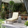 Outsunny Folding Rattan Sun Lounger, 6-Level Adjustable Garden Lounger Recliner with Cushion, Outdoor Reclining Sunbed, Garden Chair with Steel Frame for Patio, Beach, Terrace, Natural