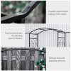 Outsunny Metal Garden Bench with Arch Arbour, Outdoor Patio Loveseat Bench Seat with Rose Trellis Pergola Climbing Plant Archway Tubular - 154L x 60W x 205Hcm