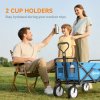 Outsunny 90L Festival Trolley on Wheels, Folding Camping Trolley Cart with Adjustable Handle, Portable for Outdoor, Garden, Shopping, Fishing, Blue