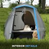 Outsunny 2 Man Camping Tent, Dome Tent with Bedroom and Living Room, 2000mm Waterproof, Portable with Bag, for Fishing Hiking Festival, Blue