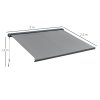 Outsunny 3x2.5m LED Light Full Cassette Case Electric/Manual Awning Door Window Sun Shade Patio Canopy Retractable w/ Remote Grey