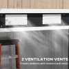 Outsunny 7 x 4ft Lean to Garden Shed with Foundation Kit, Double Door and Vents, Outdoor Metal Storage Shed for Equipment Tools, Dark Grey
