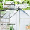 Outsunny Polycarbonate Greenhouse, Small Greenhouse with Adjustable Roof Vent, Garden Green House with Galvanised Base, Sliding Door and Rain Gutter,  192.5 x 131 x 200 cm, Silver Tone