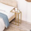 HOMCOM C-Shaped Side Table, Modern Slim End Table with Tempered Glass Tabletop, Steel Frame for Small Space, Living Room, Bedroom, Gold Tone