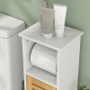 HOMCOM Bathroom Cabinet with Toilet Paper Holder, Slim Bathroom Floor Storage Cabinet Unit with Adjustable Shelf, Toilet Paper Stand, 78cm Tall, White