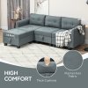 HOMCOM Convertible Modular Sectional Sofa with Storage, Tufted 3 Seater Sofa Set, L Shaped Couch with Ottoman, Wood Frame for Living Room